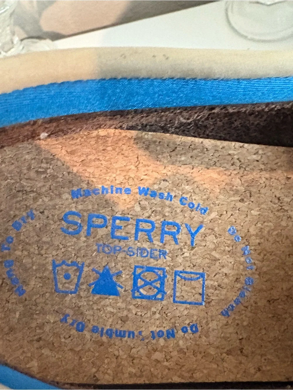 Sperry Two-Tone Brown and Cream Leather Boat Shoes with Blue Accent
